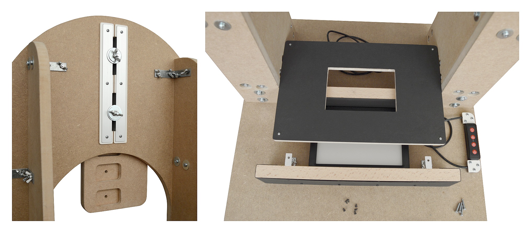 Reprotisch hinten und alte Platte Reprotisch hinten und alte Platte