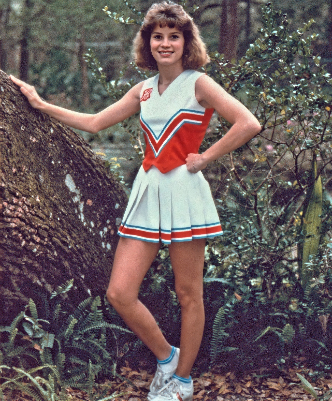 Cheerleader - Carol beside tree, 1987