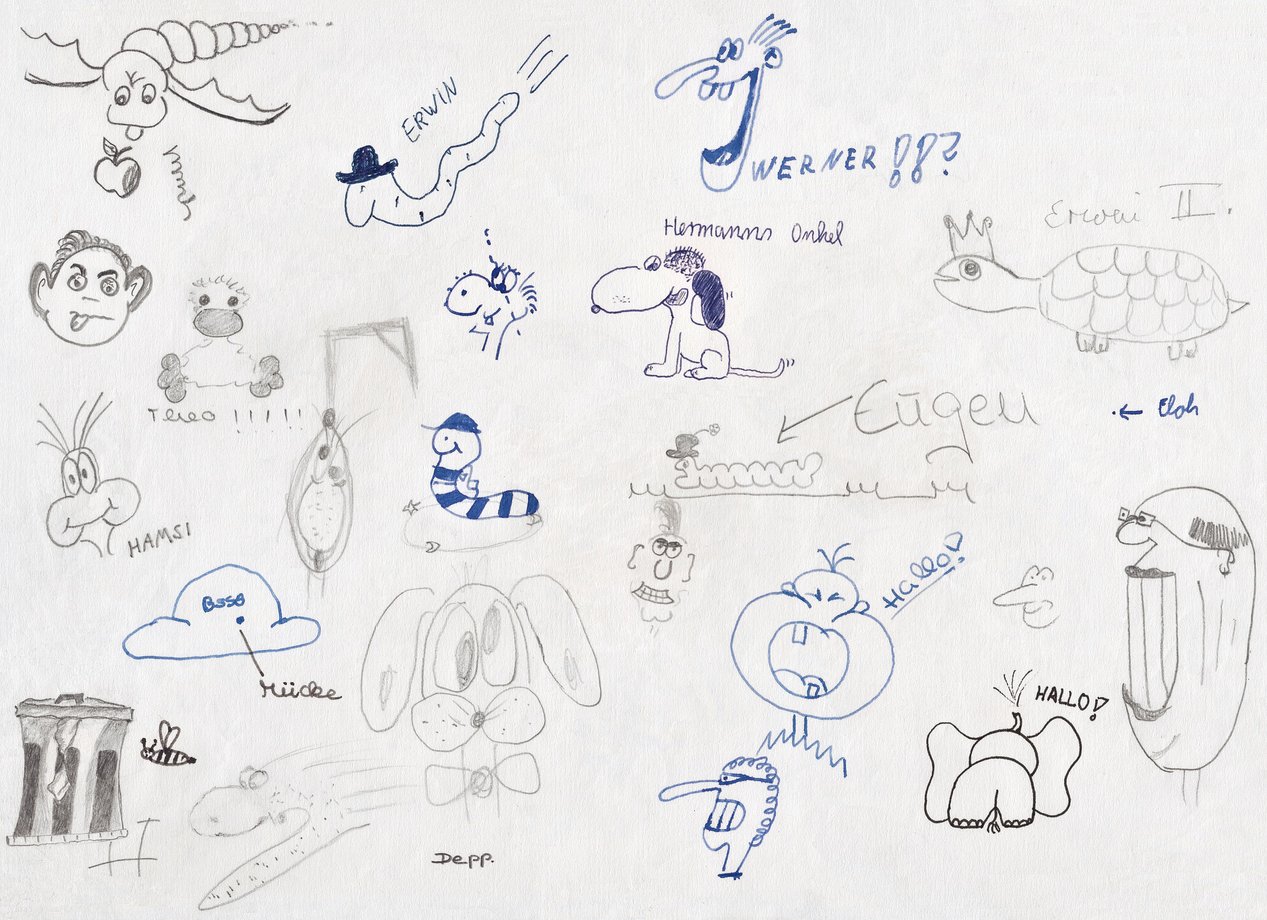 Zeichnung - Schuelerfiguren aus Bremen, 8.Klasse, 1986